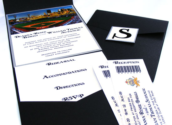 PNC Park Custom designed wedding invitation for Pittsburgh Pirate themed 